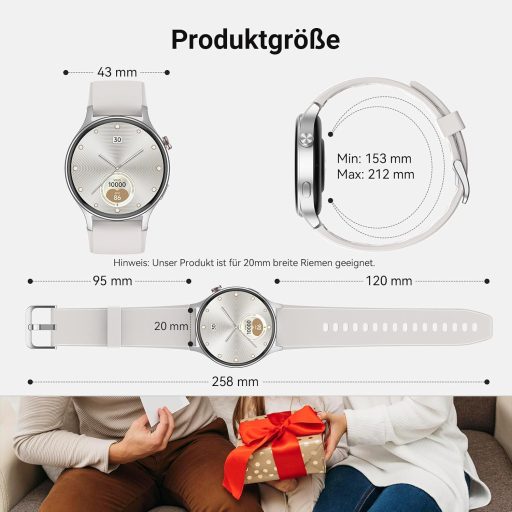 Fitpolo Smartwatch, Ecran AMOLED de 1.32", Peste 110 Moduri Sport, Monitorizare Ritm Cardiac, SpO2, Monitorizare Somn, iOS/Android