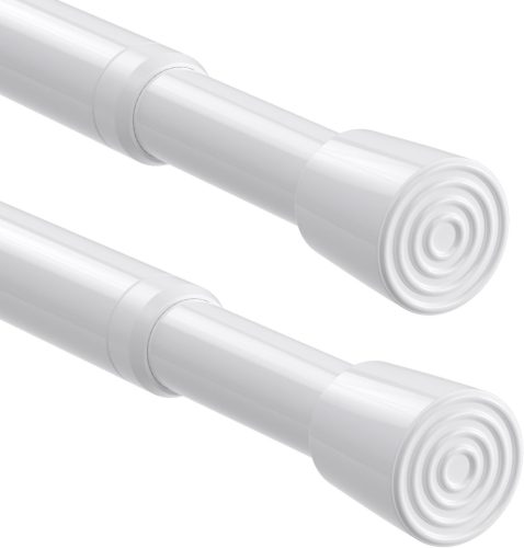 QINGYUN Fúrás Nélküli Teleszkópos Függönyrúd Szett, 2 db, 68-100 cm, Fehér, Rugós Rögzítés, Ablakra, Szekrényre, Konyhába