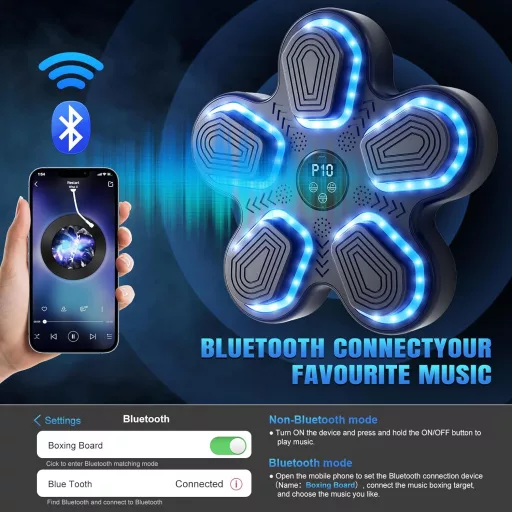 Aparat de Box cu Montare pe Perete JUOIFIP, Bluetooth, 9 Viteze, cu Mănuși de Box incluse