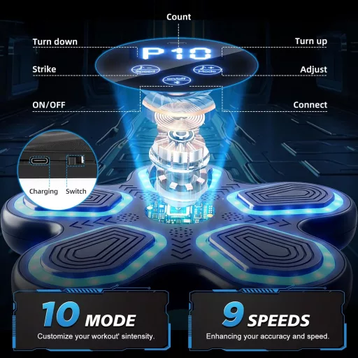 Aparat de Box cu Montare pe Perete JUOIFIP, Bluetooth, 9 Viteze, cu Mănuși de Box incluse