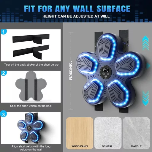 Aparat de Box cu Montare pe Perete JUOIFIP, Bluetooth, 9 Viteze, cu Mănuși de Box incluse