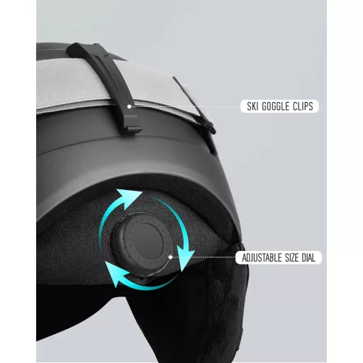 Set Cască de Schi și Ochelari RIOOROO - Cască Sport cu Ventilație Ajustabilă, Rezistentă la Vânt, Unisex, pentru Snowboard, Schi și Sporturi de Iarnă, Negru, Mărimea S