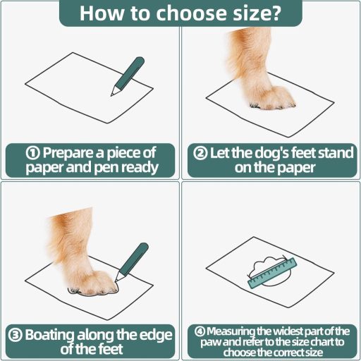 FaJoek 4 ks nepremokavých topánok pre psov s reflexnými prvkami, protišmyková ochrana labiek, modré, pre malé psy