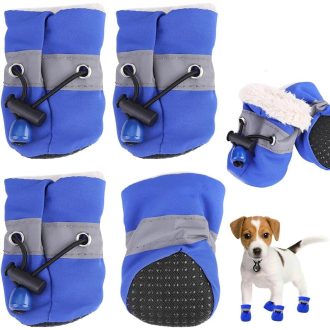   FaJoek Vodootporne Cipele za Pse 4 kom Reflektirajuće Trake Plave #5 Za Male Pse