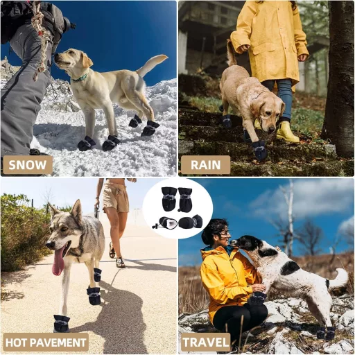 FaJoek Vodootporne Cipele za Pse 4 kom Reflektirajuće Trake Plave #5 Za Male Pse