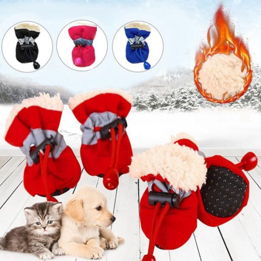 FaJoek 4 darabos vízálló kutyacipő reflektív sávokkal, csúszásmentes talppal, piros #5