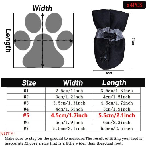 FaJoek, set de 4 protecții impermeabile pentru câini, cu benzi reflectorizante, talpă antiderapantă, roșu #5