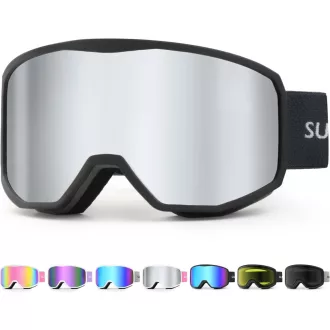   Ochelari de schi Supertrip pentru purtătorii de ochelari de vedere, lentilă cilindrică anti-aburire, protecție UV400, compatibili cu casca