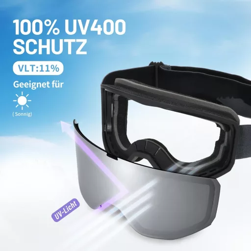 Supertrip síszemüveg napszemüveges felhasználóknak, anti-fog hengeres lencse, UV400 védelem, sisak kompatibilis