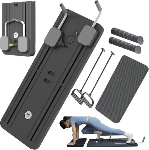 ExeractFit Roller pentru Abdomen cu Revenire Automată - Dispozitiv de Antrenament cu Bandă Elastică de Rezistență, Set Reformer Pilates, Negru