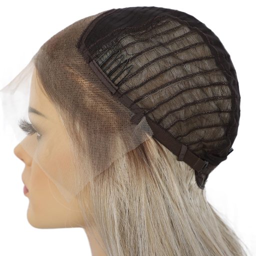 Sapphirewigs Blond Parochňa 13x4 Čipka vpredu - 56 cm Vlnité Syntetické Vlasy, Predtrhaná, Teplovzdorná, 150% Hustota, Transparentná Čipka, Na Každodenné Nosenie