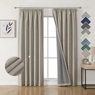   Joydeco 100% Blackout Linen Függöny Szett 2db 245x140cm Hőszigetelő Hangszigetelő