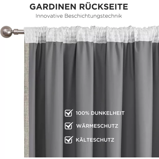 Joydeco 100% Blackout Linen Függöny Szett 2db 245x140cm Hőszigetelő Hangszigetelő