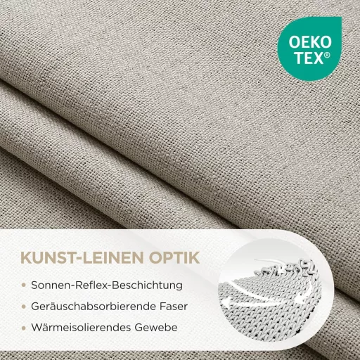 Joydeco 100% Blackout Linen Függöny Szett 2db 245x140cm Hőszigetelő Hangszigetelő