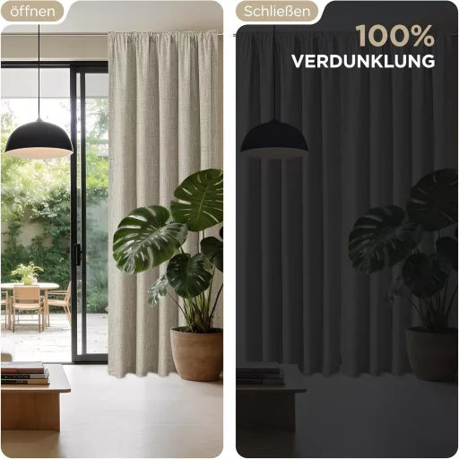 Joydeco 100% Blackout Linen Függöny Szett 2db 245x140cm Hőszigetelő Hangszigetelő