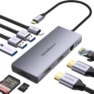   Newmight Dual HDMI dokkoló 2 monitoros 4K, 100W töltés, USB 3.0, Ethernet