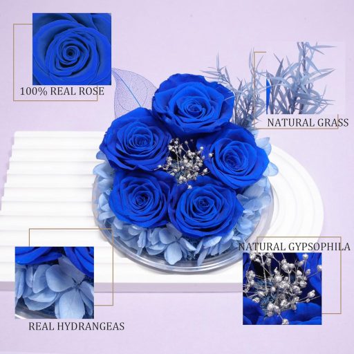 Yamonic Večná ruža v anjelskej sklenenej kupole – Darček pre ženy na Vianoce a narodeniny