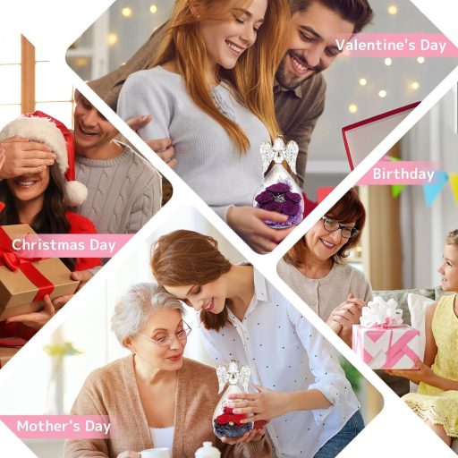 Yamonic Večná ruža v anjelskej sklenenej kupole – Darček pre ženy na Vianoce a narodeniny