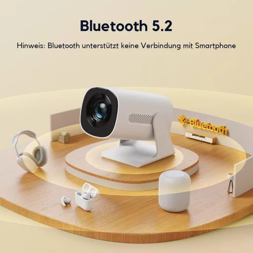 AKIYO O3 Mini Projektor - 200 ANSI Lumen, Full HD 1080P, Automatikus Trapézkorrekció, Bluetooth 5.2, 270° Forgatható, iOS/Android/PS5 Kompat