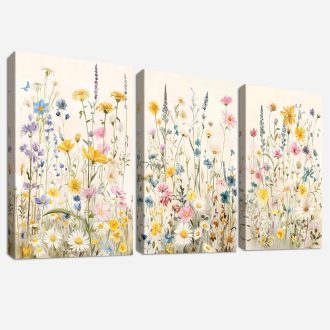   HALFLEMART 3 részes virágos vászonkép szett 150x70 cm faldekoráció