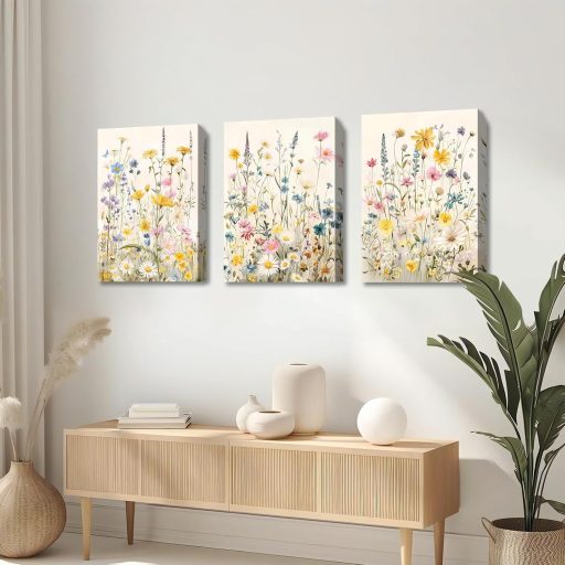 HALFLEMART 3 részes virágos vászonkép szett 150x70 cm faldekoráció