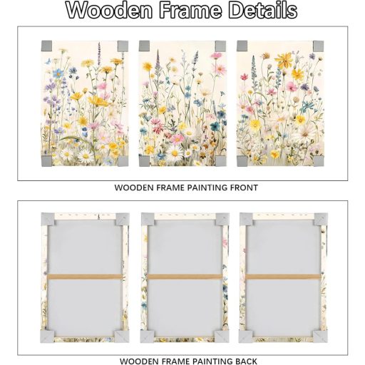 HALFLEMART set de 3 tablouri canvas cu motive florale, decor de perete 150x70 cm