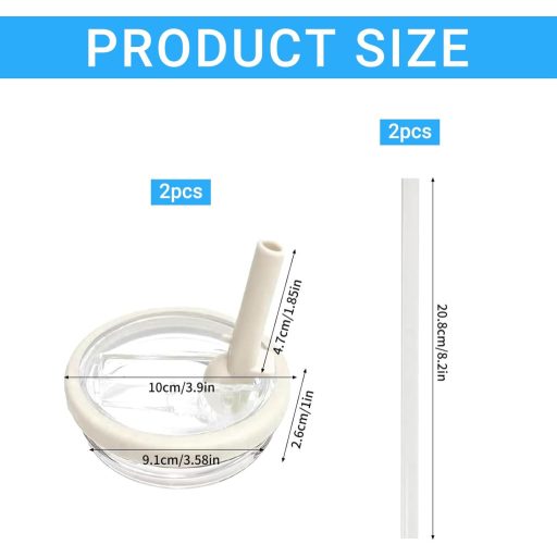 Capac de schimb pentru pahar Stanley HUIKUANGEU, pentru sticlă de 40 oz - Etanș, rezistent la praf, gură de băut cu 2 paie - Accesoriu reutilizabil, crem.