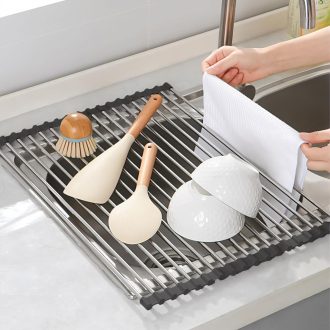   Laphontab Összecsukható Mosogatószárító Állvány Rozsdamentes Acélból - Fekete Edényszárító Mosogatóra, Konyhai Rendszerező 43x35 cm