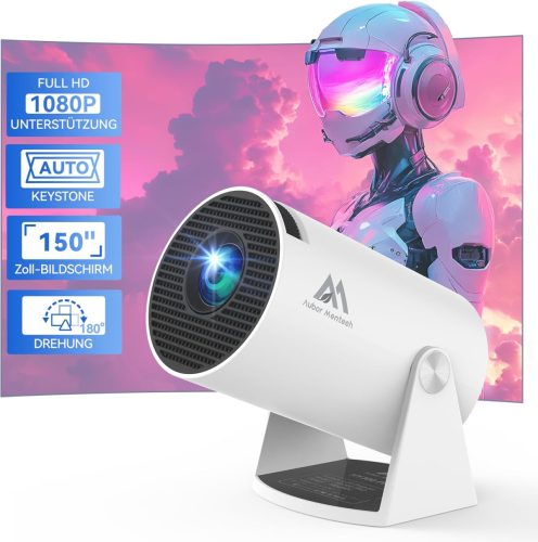 Aubor Mentech HY300Pro Mini Proiector WiFi 6 și Bluetooth - Proiector Portabil Rotativ 180°, Rezoluție Nativă 720P, Suportă 4K, Android 11