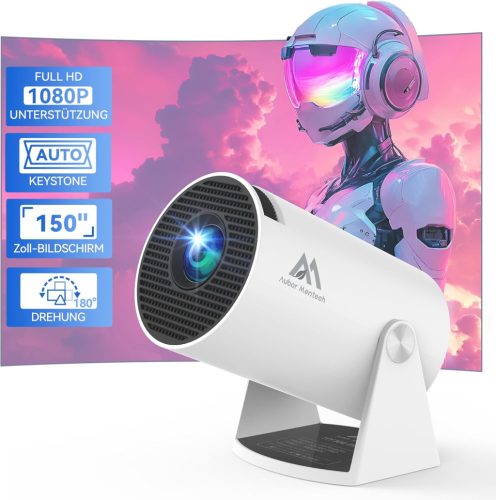 Aubor Mentech HY300Pro Mini Projektor WiFi 6 és Bluetooth - 180° Forgatható Hordozható Vetítő 720P Natív Felbontás, 4K Támogatás, Android 11