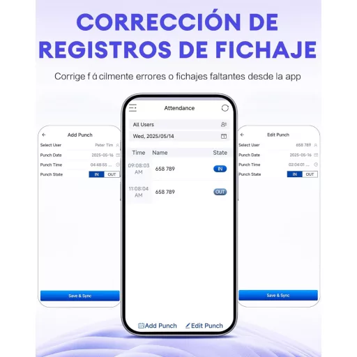 Ceas Digital de Pontaj NGTeco W2 - Calcul Automat al Orelor de Lucru, Salvare Date în Caz de Pană de Curent, Acumulator Încorporat, WiFi