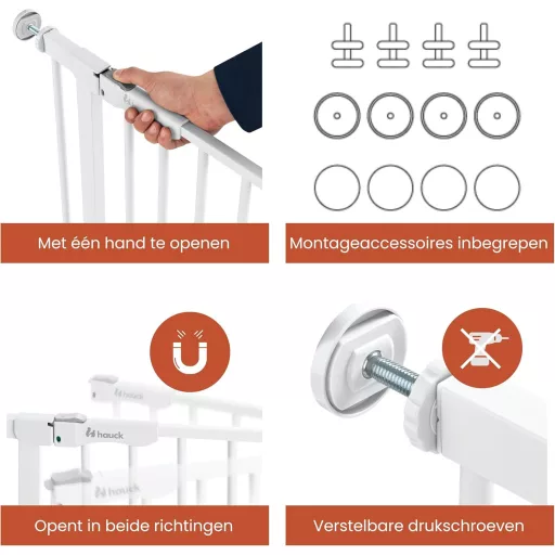 hauck Clear Step Autoclose 2 biztonsági kapu 96-101 cm, fehér, automata zárás, alacsony küszöb - White