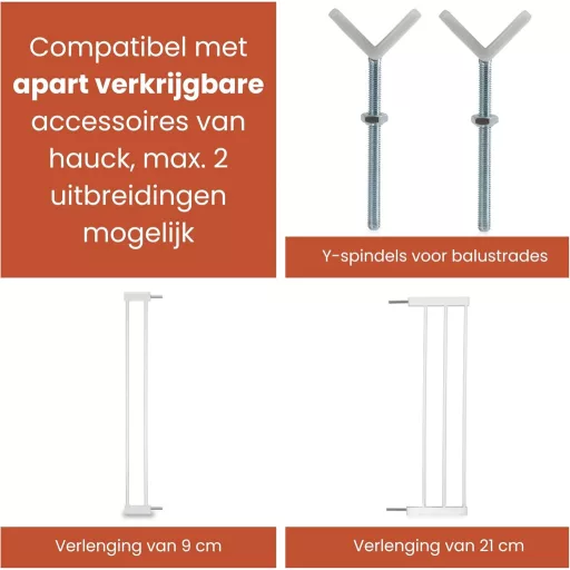 hauck Clear Step Autoclose 2 biztonsági kapu 96-101 cm, fehér, automata zárás, alacsony küszöb - White