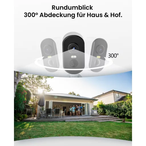 CZEview 2K Vezeték Nélküli Megfigyelő Kamera Akkumulátoros 300° Forgatható Éjszakai Látás