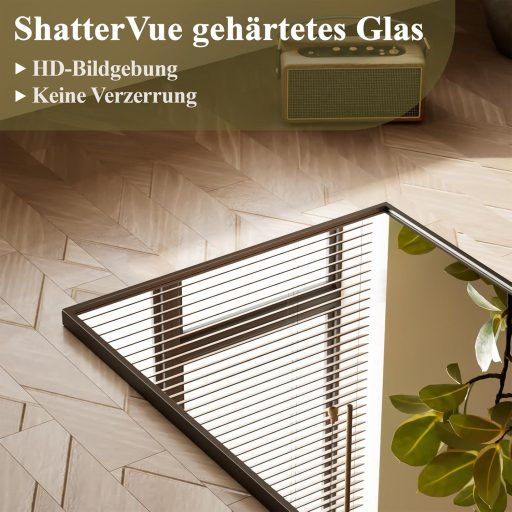 Oglindă de perete BEAUTYPEAK 76x51 cm cu ramă din aluminiu negru pentru baie, dormitor, sufragerie