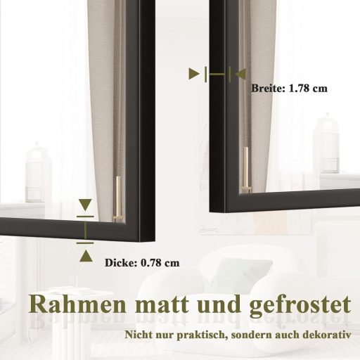 Oglindă de perete BEAUTYPEAK 76x51 cm cu ramă din aluminiu negru pentru baie, dormitor, sufragerie