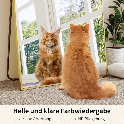 BEAUTYPEAK Veľké stojace zrkadlo 76x180 cm - Nerozbitné hliníkové zrkadlo v životnej veľkosti do spálne, obývačky - Možnosť zavesenia na stenu alebo opretia