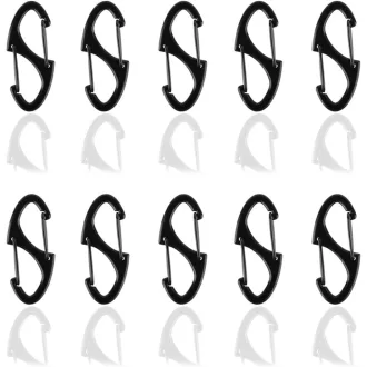   Moguri 10 db Fekete S-alakú Dupla Fejű Karabiner Horog 3 mm - Mini Karabinerek Kulcstartókhoz, Hátizsákokhoz és Kültéri Felszerelésekhez - C