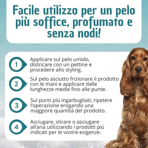 AMAPET Csomóbontó Spray Kutyáknak és Macskáknak - Fényesítő Hatású Balzsam Minden Szőrtípusra, Természetes Hipoallergén Összetevőkkel, 250 m