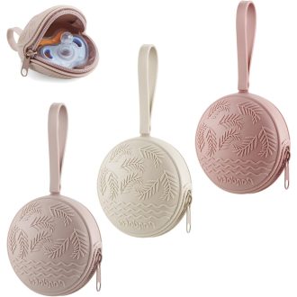   PandaEar 3 db szilikon cumi tartó utazáshoz, BPA-mentes, rózsaszín