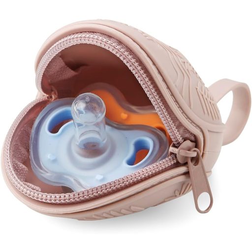 PandaEar set 3 suporturi din silicon pentru suzetă, pentru călătorii, fără BPA, roz