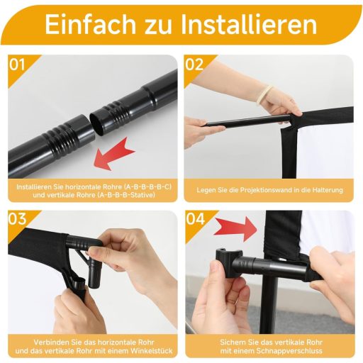 VISULAPEX 100 Inch Hordozható Vetítővászon Állvánnyal - 16:9 4K HD Összecsukható Vetítővászon Hordtáskával Otthoni Mozihoz, Kerti Filmezéshe