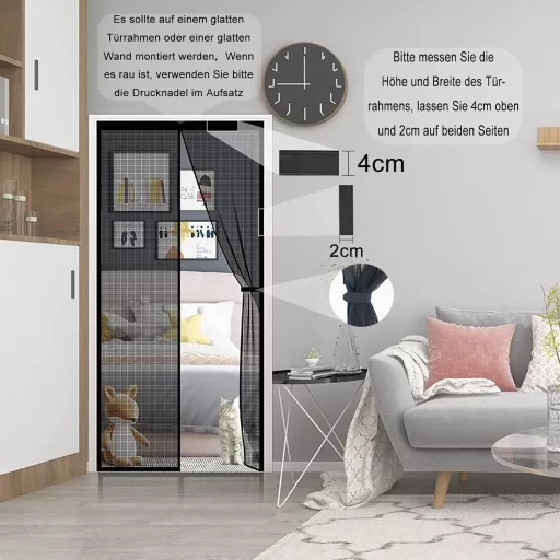 Panngu Mágneses Szúnyogháló Ajtóra 85x190cm Erősített Barna Rovarháló Erkélyre