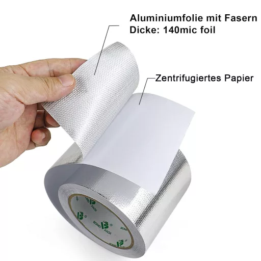 BOMEI PACK 100mm x 20m Erősített Alumínium Szalag Hőálló Vízálló Ragasztó