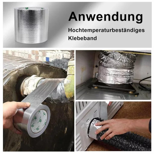 BOMEI PACK Bandă de aluminiu ranforsată 100mm x 20m, adeziv rezistent la căldură și apă