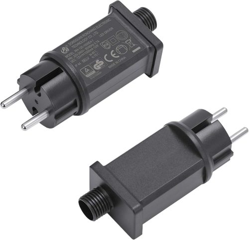 Adaptor EU Sunshine smile - Transformator 12V IP44 Rezistent la Apă pentru Ghirlande Luminoase LED, Utilizare Exterior-Interior, Negru