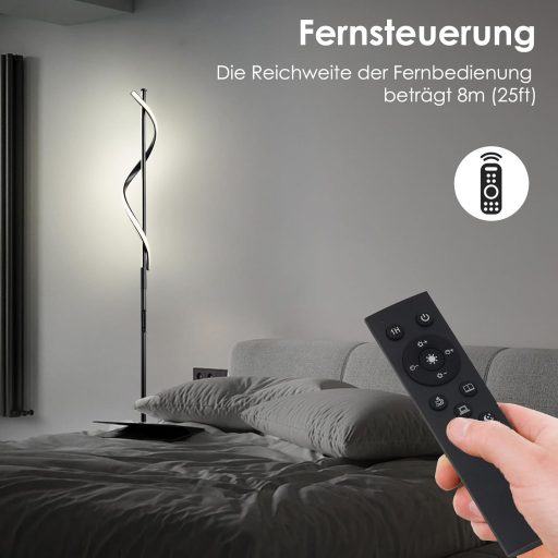 Lampa de podea LOKUNM LED 20W - Spot Plafon Modern Negru cu Telecomandă, Dimabilă, 1800lm, Lampă de Citit cu Control Tactil pentru Living