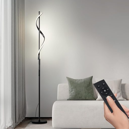 Lampa de podea LOKUNM LED 20W - Spot Plafon Modern Negru cu Telecomandă, Dimabilă, 1800lm, Lampă de Citit cu Control Tactil pentru Living