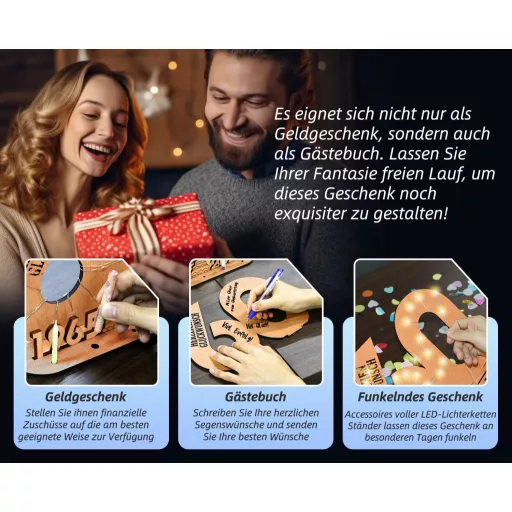 Giftota 18. Születésnapi Ajándék Fa Tábla LED Fényekkel - Személyre Szabható Vendégkönyv