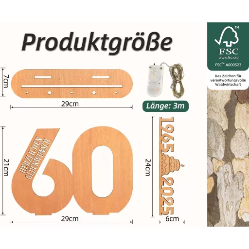 Giftota 18. Születésnapi Ajándék Fa Tábla LED Fényekkel - Személyre Szabható Vendégkönyv